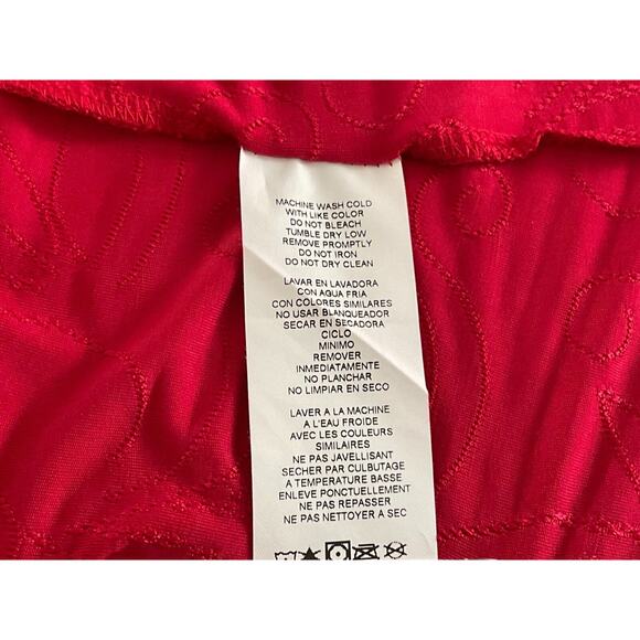 Tash + Sophie Women's Large Red Dress Sleeveless Embossed A-Line Made in USA New - Picture 7 of 11